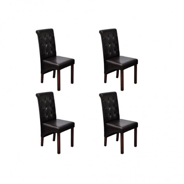Cadeiras de jantar 4 unidades de couro sintético marrom D