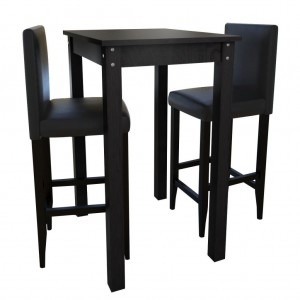 Mesa de bar con 2 sillas de barra negras D