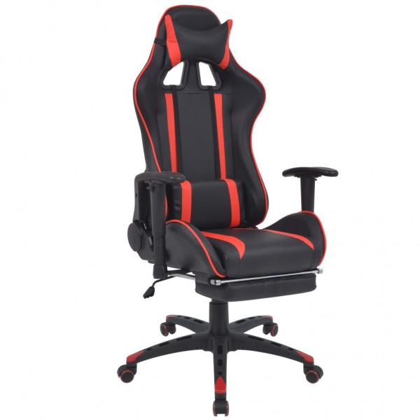 Cadeira de escritório de corrida reclinável com apoio de pés vermelho D