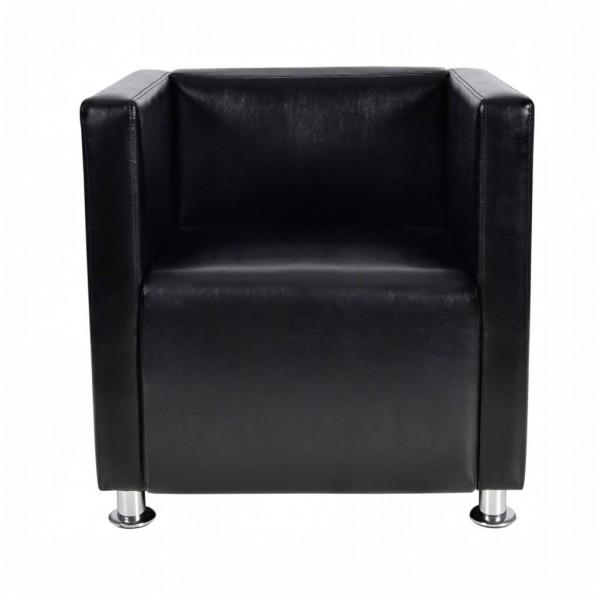 Sillón en forma de cubo de cuero sintético negro D