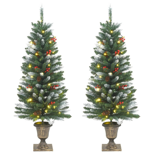 Árvores de Natal artificiais 2 unidades 100 LED verde branco 120 cm D