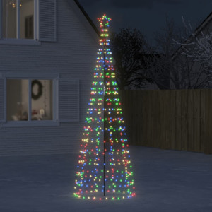 Árvore de Natal cone com estacas 570 LEDs de cores 300 cm D