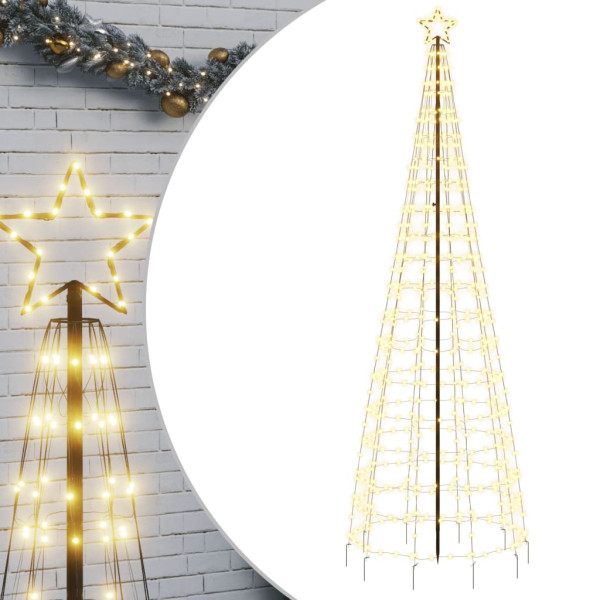 Árbol de Navidad cono con estacas 570 LEDs blanco cálido 300 cm M 2