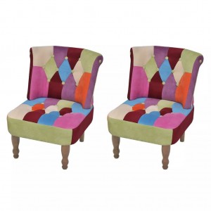 Sillones de estilo francés 2 unidades tela retales Patchwork D