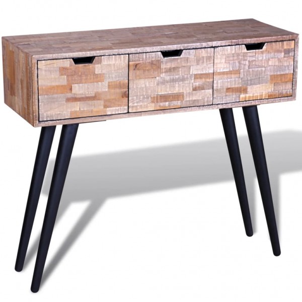 Mesa consola con 3 cajones de madera de teca reciclada D