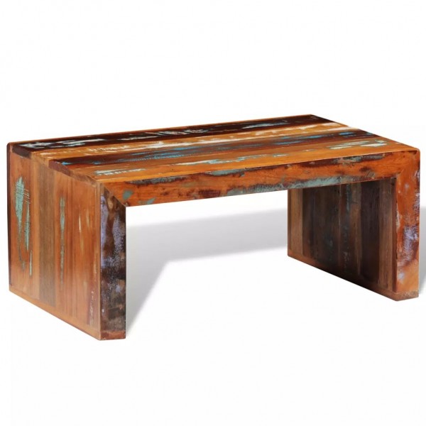 Mesa de centro rectangular de madera reciclada D