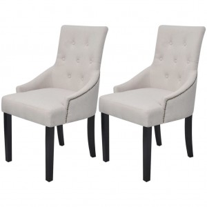 Cadeiras de jantar 2 unidades tecido cinza creme D