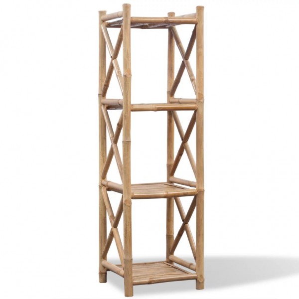 Estante de bambu quadrado de 4 níveis D