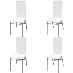 Cadeiras de jantar 4 unidades de couro sintético branco D