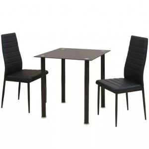 Conjunto de mesas y sillas de comedor de tres piezas negro D