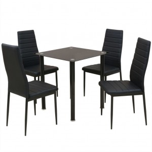 Conjunto de mesas e cadeiras de jantar de cinco peças preto D