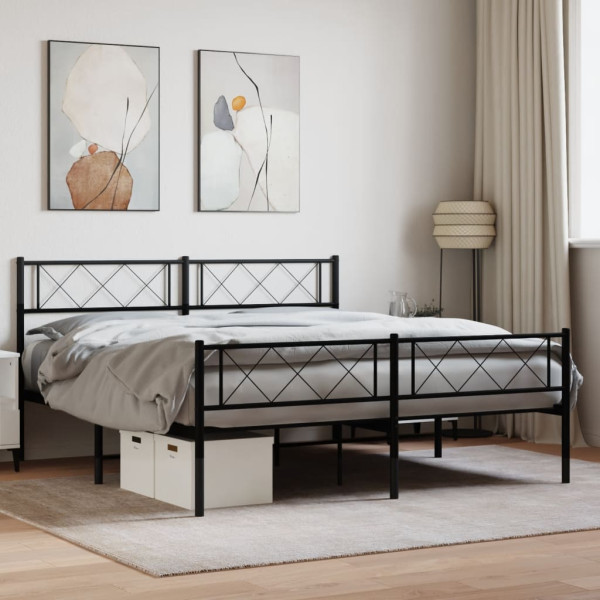 Estrutura de cama com cabeçalho e pé de metal preto 120x190 cm D