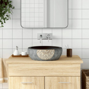 Lavabo sobre encimera redondo cerámica marrón y negro Φ41x14 cm D