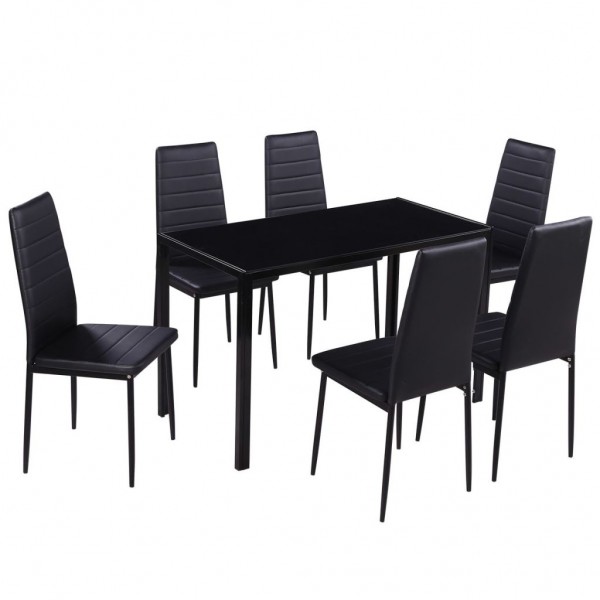 Conjunto mesa de jantar 7 pcs preto M 2