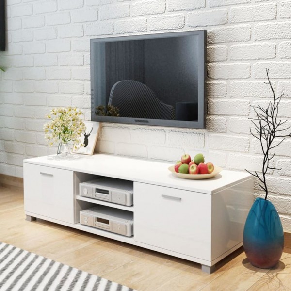 Mobiliário de televisão branco brilho 140x40.5x35 cm D