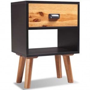 Mesa de noite de madeira maciça de acácia 40x30x57 cm D