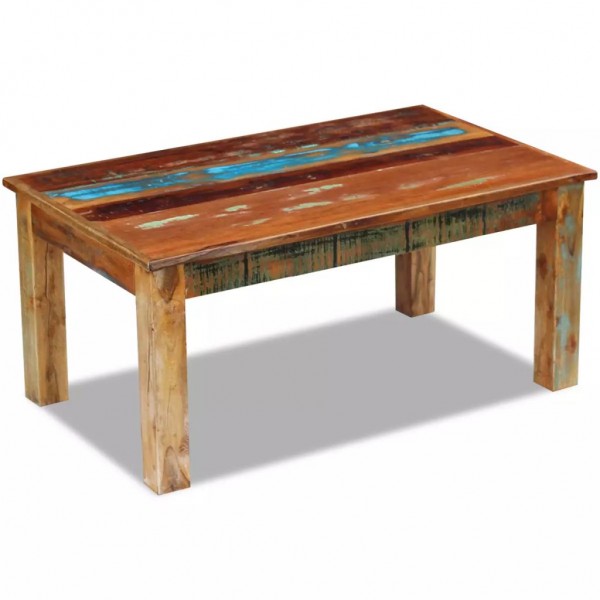 Mesa de centro de madera maciza reciclada 100x60x45 cm D