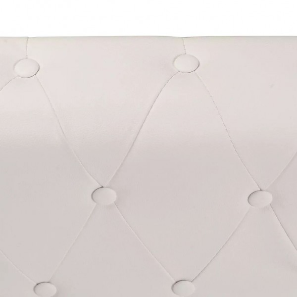 Sofá de canto Chesterfield 6 lugares couro artificial branco M 5