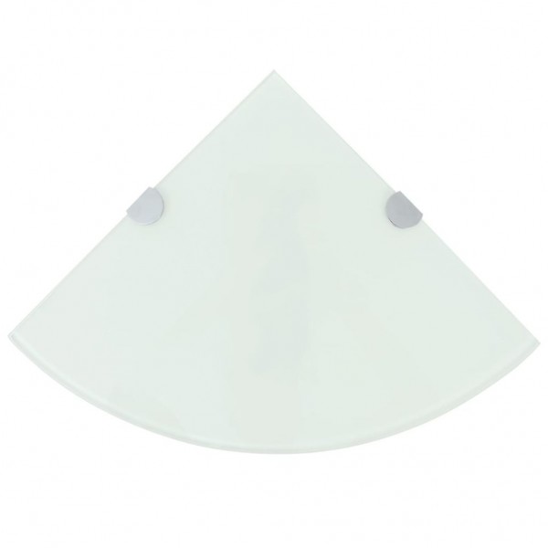 Estante de canto com suportes cromados de vidro branco 35x35 cm D