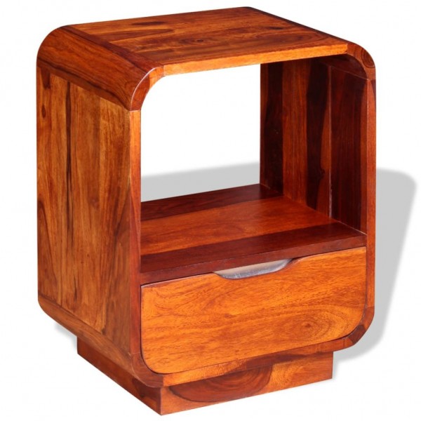 Mesa de noite com caixote de madeira maciça sheesham 40x30x50 cm D