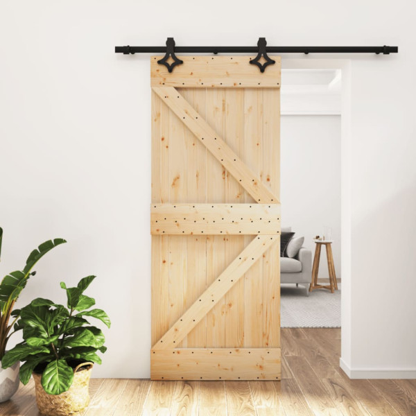 Puerta corredera con herrajes madera maciza de pino 85x210 cm D