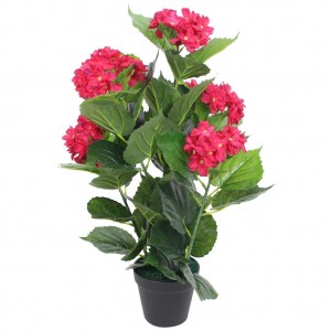 Planta artificial hortensia con macetero 60 cm roja D