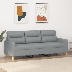 Sofá de 3 plazas de tela gris claro 180 cm D
