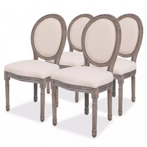 Cadeiras de jantar 4 unidades de tecido creme D
