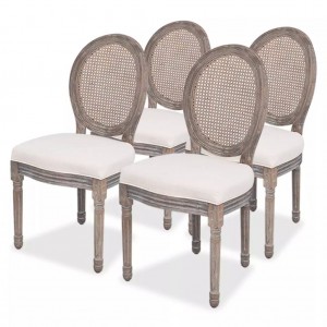 Cadeiras de jantar 4 unidades de tecido creme D