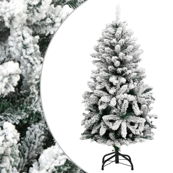 Árbol de Navidad artificial con bisagras y nieve flocada 150 cm D