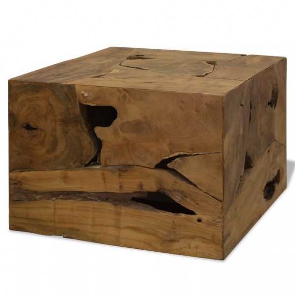 Mesa de centro 50x50x35 cm de madera de teca genuina marrón D