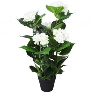 Planta hortênsia artificial com poteiro branco de 60 cm D