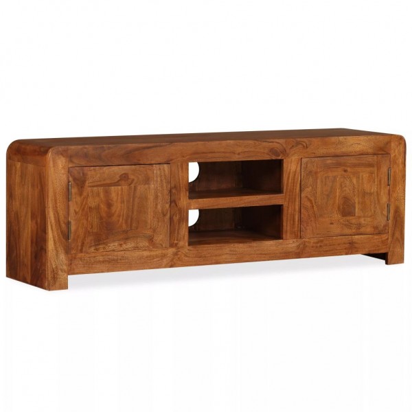 Mueble de TV madera maciza acabado miel 120x30x40 cm D