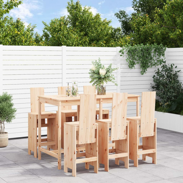 Conjunto de mesa e bancos alto jardim 7 pzas madeira maciça pinheiro D