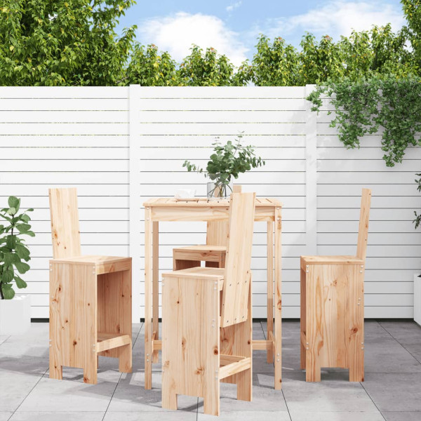 Set de mesa e bancos alto jardim 5 pzas madeira maciça pinheiro D