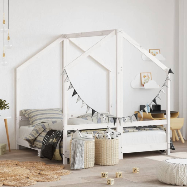 Estructura cama infantil y cajones madera pino blanco 90x190 cm