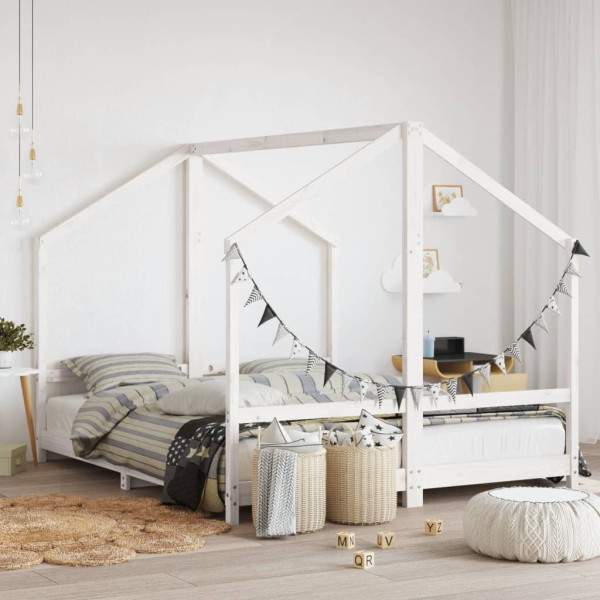 Estrutura da cama para crianças madeira de pinho branco 2x80x200 cm D