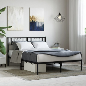 Estructura de cama con cabecero metal negro 160x200 cm D