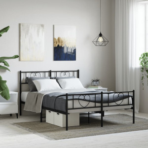 Estructura de cama cabecero y pie de cama metal negro 120x200cm D
