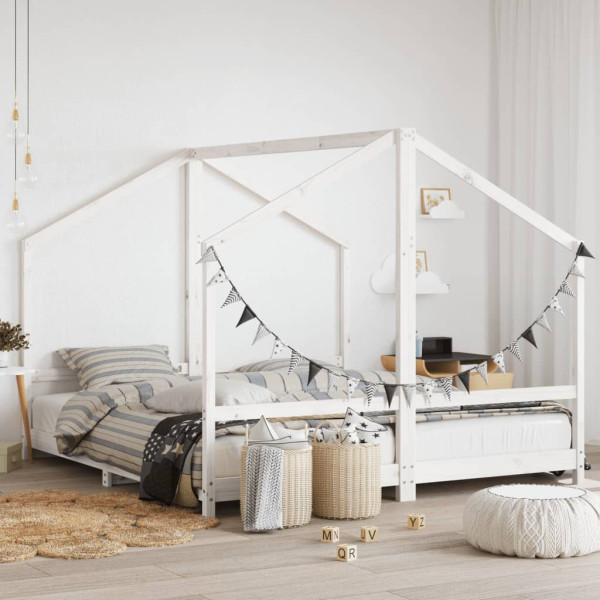 Estrutura da cama para crianças madeira de pinho branco 2x(90x200) cm D