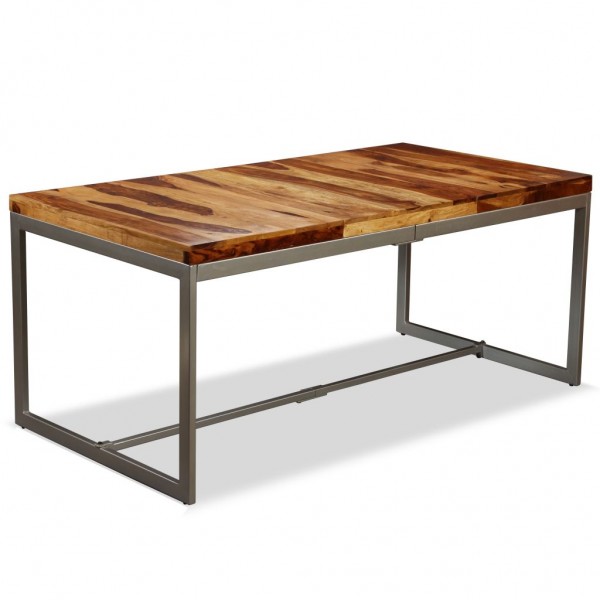 Mesa de jantar de madeira maciça de sheesham e aço 180 cm D