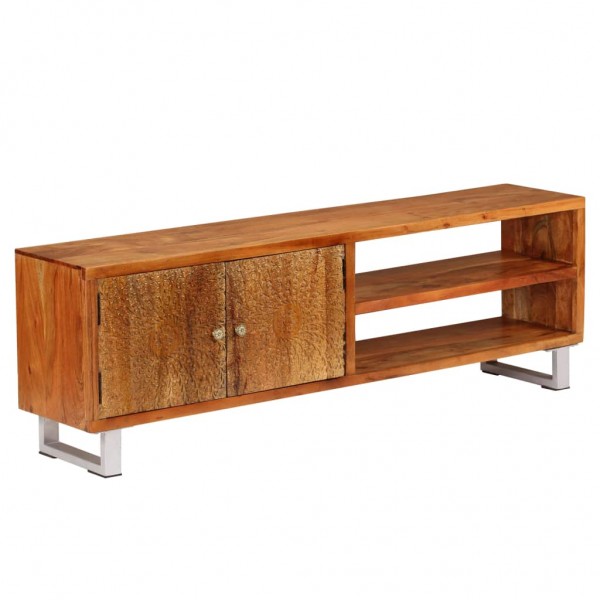 Mueble para TV madera maciza puertas talladas 140x30x40 cm D