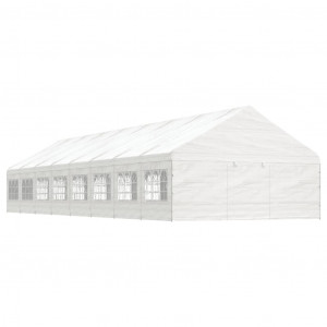 Cenador con techo polietileno blanco 17.84x5.88x3.75 m D