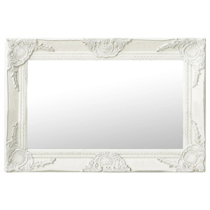 Espejo de pared estilo barroco blanco 60x40 cm D