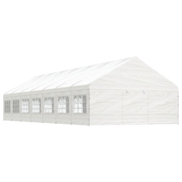 Gazebo com telhado de polietileno branco 15,61x5,88x3,75 m D