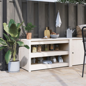 Mueble de cocina exterior madera maciza pino blanco 106x55x64cm D