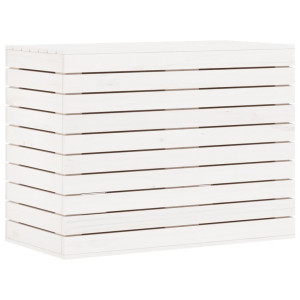 Cesto de roupa suja madeira maciça pinho branco 88.5x44x66cm D