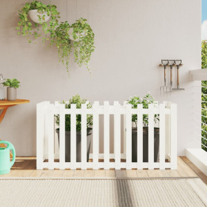 Arriate elevado jardín con valla madera pino blanco 150x50x70cm D