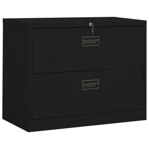 Gabinete de arquivamento de aço preto 90x46x72.5 cm D