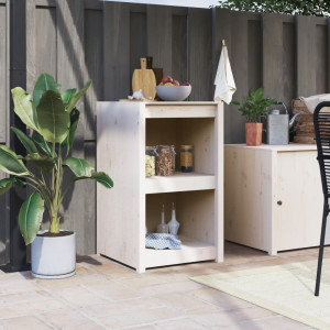 Mueble de cocina exterior madera maciza pino blanco 55x55x92 cm D